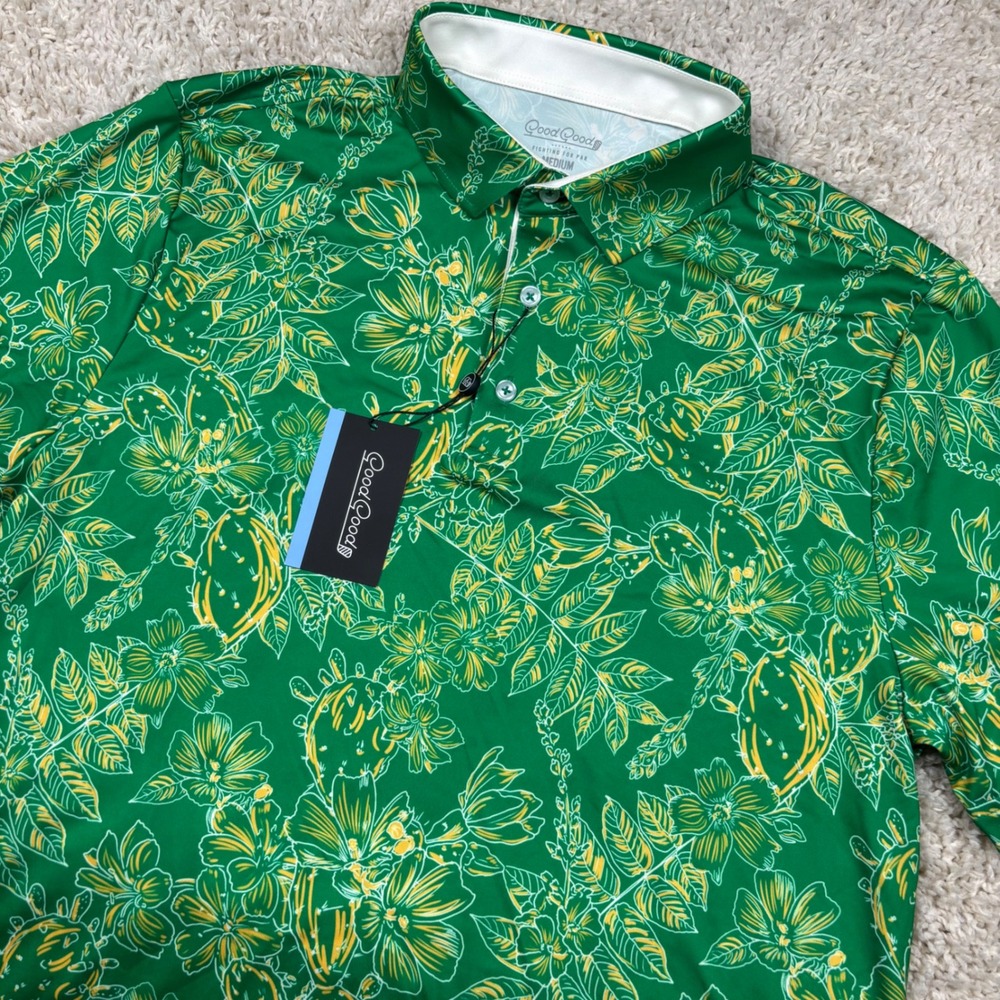 Good Good Sonoran Golf Polo Mens M Green Cactus Floral NWT GG1580-M